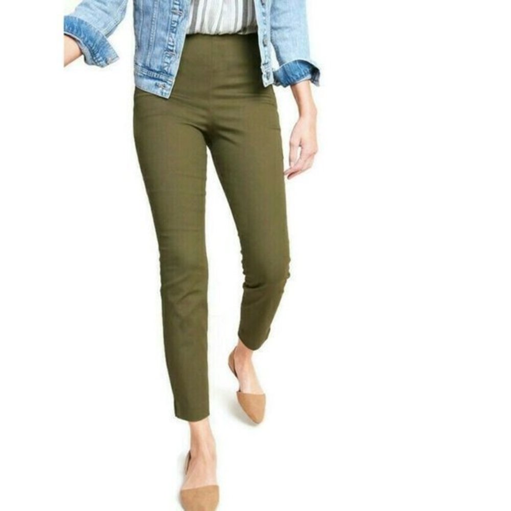 Old Navy Wow Pants Skinny Ankle Crop Olive Green Chinos Stretch 4